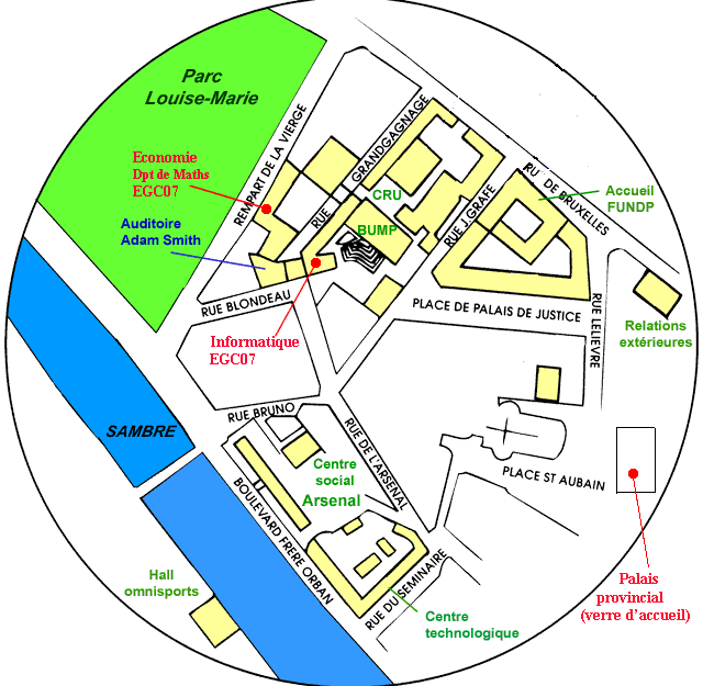 Plan du campus de Namur